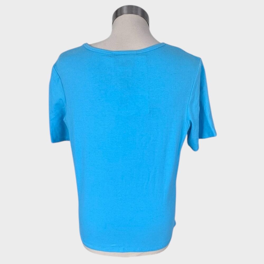 The Quacker Factory XS V Neck Short Sleeve TShirt Beaded NEW NWT Blue - Picture 5 of 13